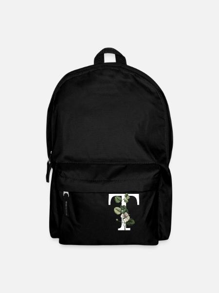 Green Botanical Letter T - Backpack - black