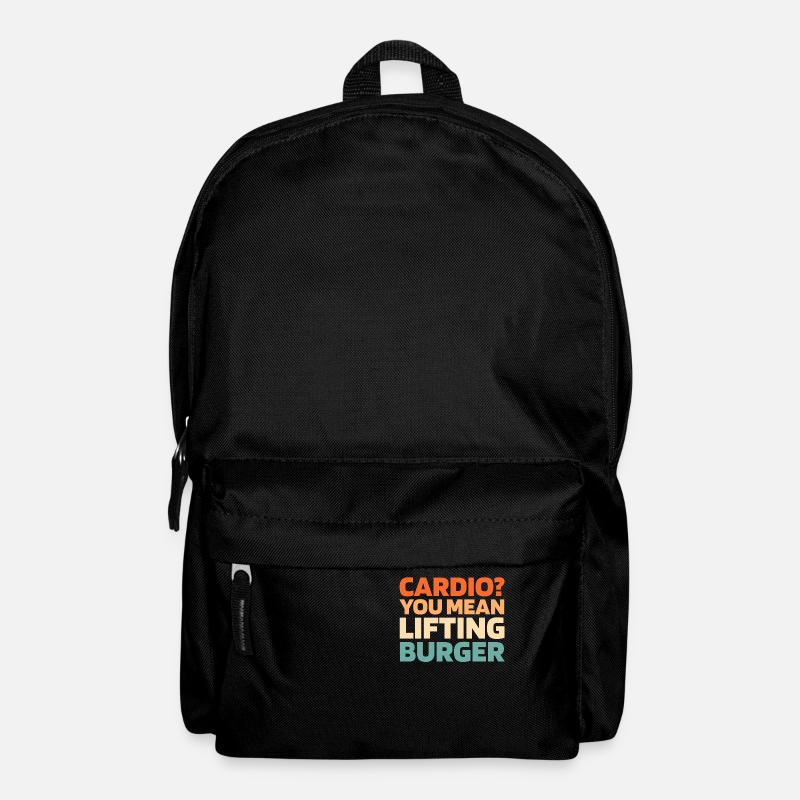 Burger Hamburger Funny Cardio Quote - Backpack - black