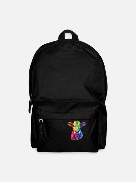 Bunte Regenbogen-Kuh Kunstwerk - Rucksack - Schwarz