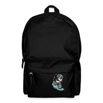 Fahrradfahrender Pinguin in Action - Rucksack - Schwarz - Vorne