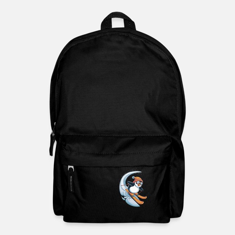 Pinguin Skifahren Spaß Winter - Rucksack - Schwarz