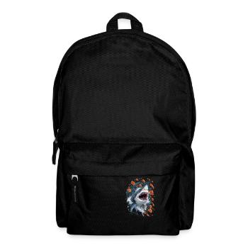 Shark with flowers and waves illustration - Backpack - black - Front