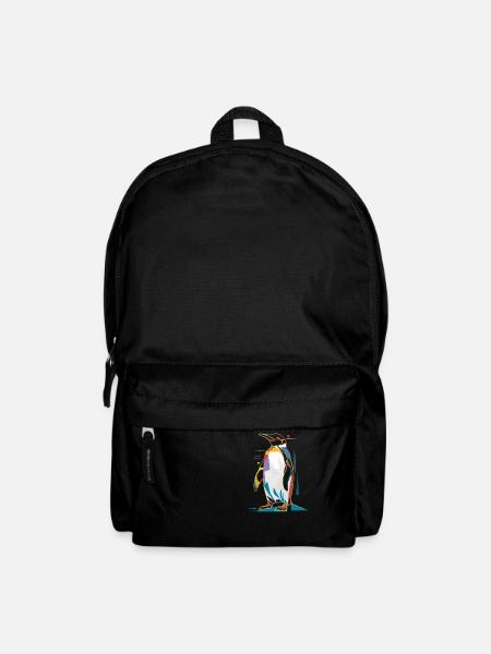 Farbenfroher Geometrischer Pinguin - Rucksack - Schwarz