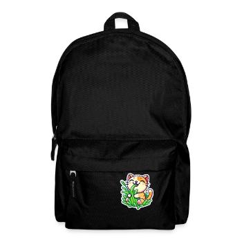 Cute Ginger Cat eating green grass - Backpack - black - Front