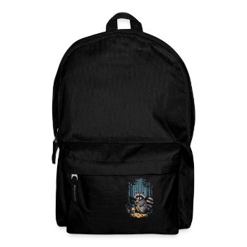 Cottagecore Waldszene mit Waschbär und Laterne - Rucksack - Schwarz - Vorne