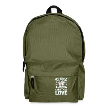Penguin Christmas Icy Cold Hugs Warmth - Backpack - olive green - Front