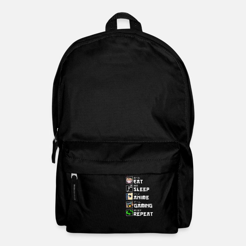 Funny Japanese Eat Sleep Anime Gaming Repeat Manga - Backpack - black