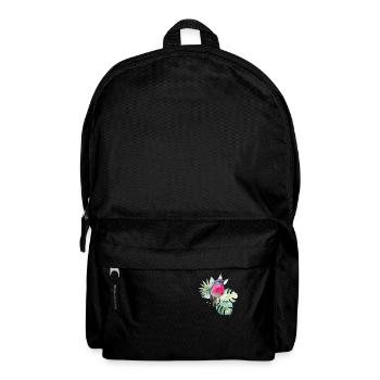Aquarellrosa Rotkehlchen mit tropischen Blättern - Rucksack - Schwarz - Vorne