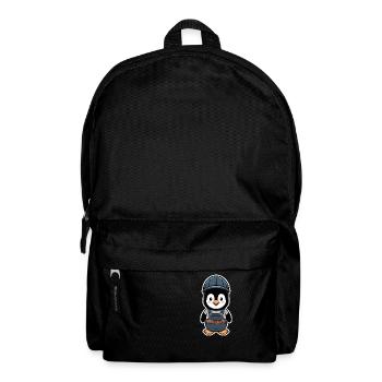 Penguin with construction worker helmet and dungarees - Backpack - black - Front