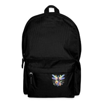 Libelle Und Blumen Aquarell Naturmotiv - Rucksack - Schwarz - Vorne