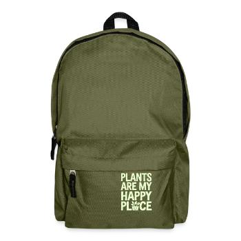 Plants are my place of happiness vegan vegetarian - Backpack - olive green - Front