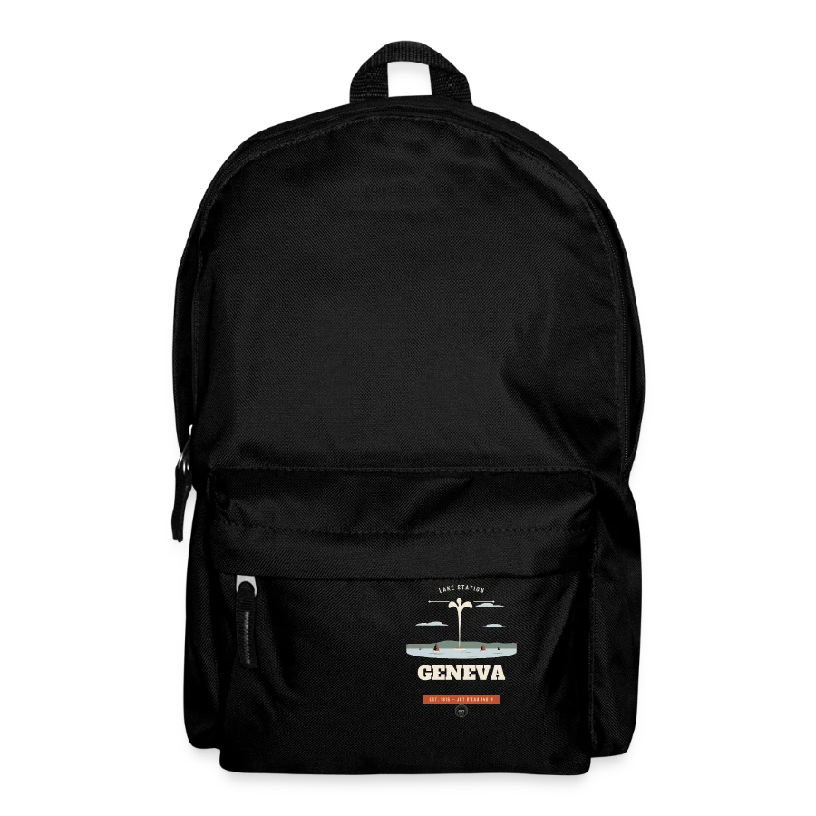 Geneva badge on a backpack, black