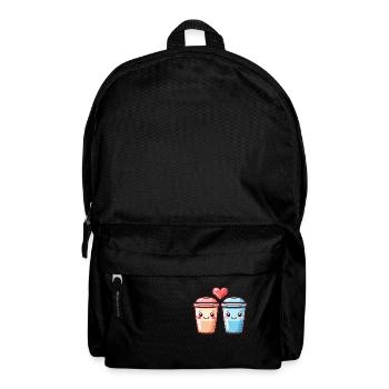Coffee to go Paar Liebe Herz Kaffee Comic - Rucksack - Schwarz - Vorne