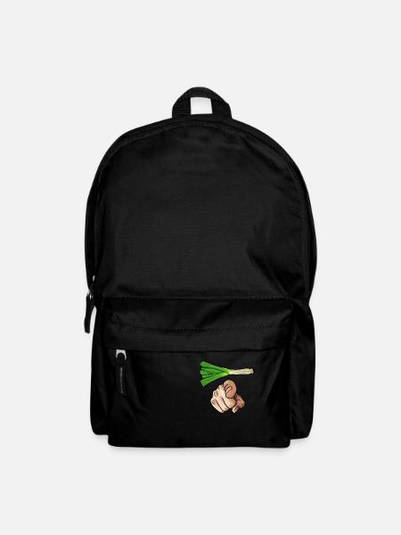 Leek with comic hand pointing forward pointing finger - Backpack - black