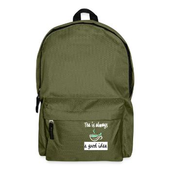 thé boisson thé buveur tasse cadeau thé vert - Sac à dos - vert olive - Devant