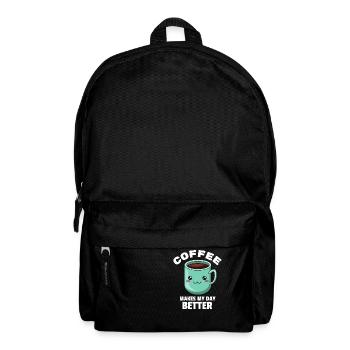 funny "Coffee makes my day better" coffee design - Backpack - black - Front