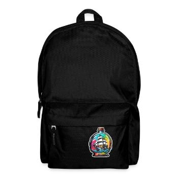 Flaschenschiff / Flaschenpost / Ahoi / Anker - Rucksack - Schwarz - Vorne