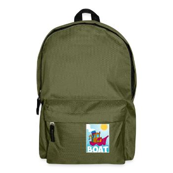 Cartoon image of a funny tugboat - Backpack - olive green - Front