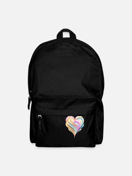 Pastellregenbogenherz in 3D-Optik - Rucksack - Schwarz