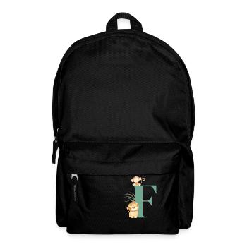Lettre f vert animaux jungle - Sac à dos - noir - Devant