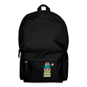Funny Owl Book Reading and Drinking Tea - Backpack - black - Front