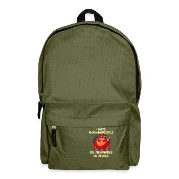 Home Office| Retro Bombe hate mornig and people - Backpack - olive green - Front
