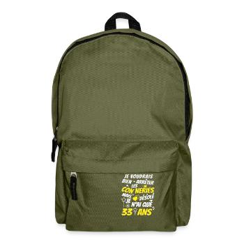 conneries 33 ans / cadeau anniversaire 33 ans - Sac à dos - vert olive - Devant