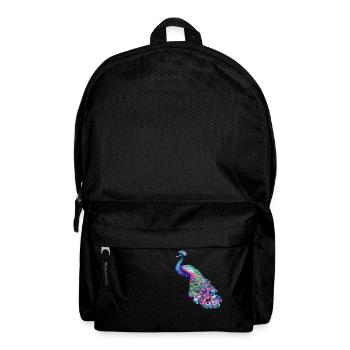 peacock bird colorful beautiful fantasy colorful - Backpack - black - Front