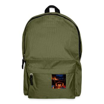 Scène de cheminée confortable - Sac à dos - vert olive - Devant