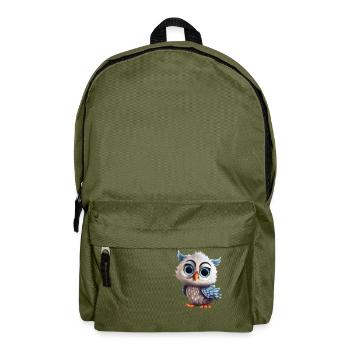 Hibou mignon avec de grands yeux pour les bébés et les enfants - Sac à dos - vert olive - Devant