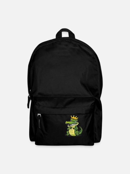 Alligator Cartoon Couronne - Sac à dos - noir