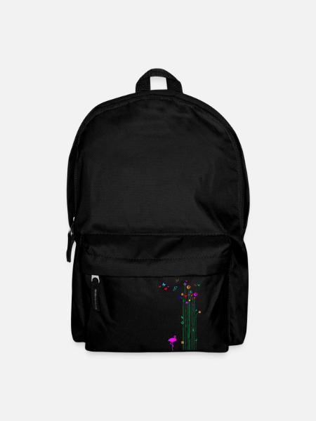 Frühling Flamingo Blume Schmetterling Valentinstag - Rucksack - Schwarz