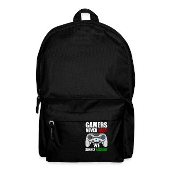 Gamer geben nie auf, sie restarten einfach Nerd - Rucksack - Schwarz - Vorne