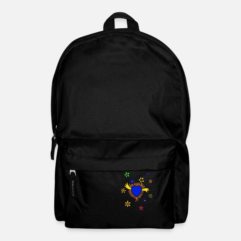 Das blaue Herz mit Blumen - Rucksack - Schwarz