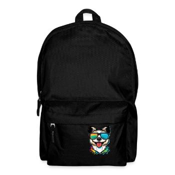Kawaii Cute Happy Colorful Dog avec des lunettes de soleil - Sac à dos - noir - Devant