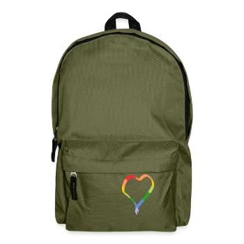 Rainbow heart drawn - Backpack - olive green - Front