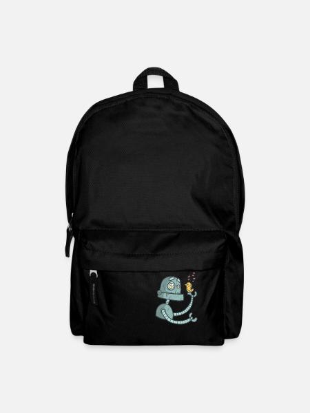 Roboter mit Vogel - Rucksack - Schwarz