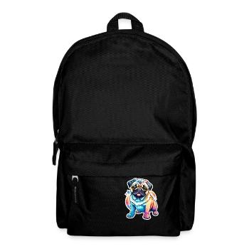 Mops Wasserfarben - Rucksack - Schwarz - Vorne