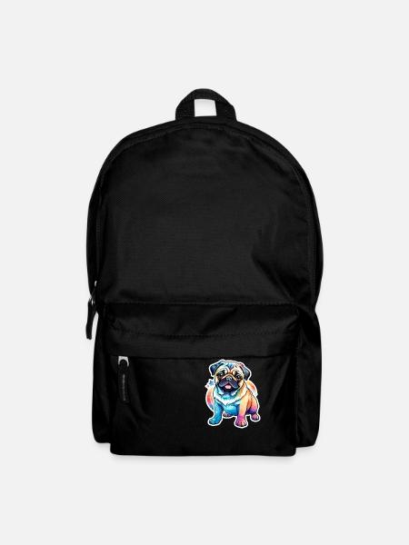 Mops Wasserfarben - Rucksack - Schwarz
