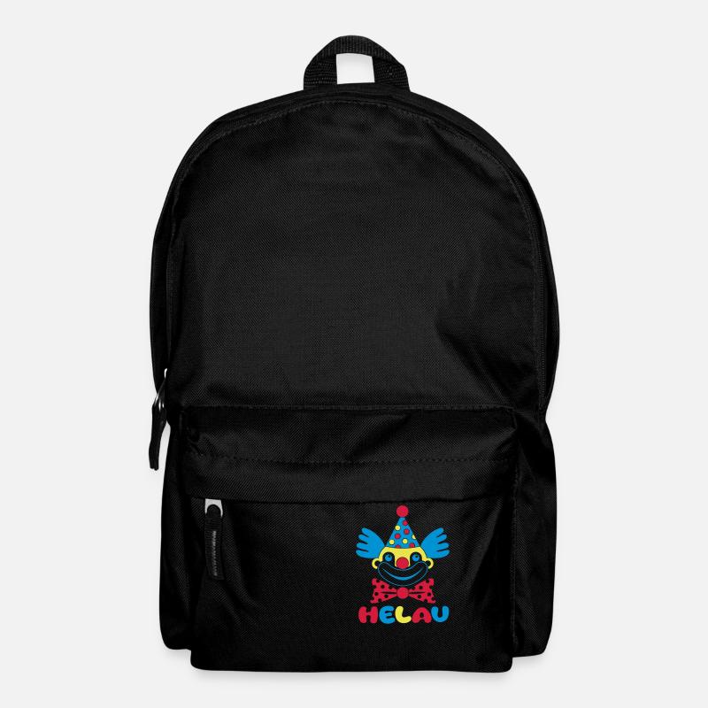 Fasching Karneval Clown HELAU 1, 2 oder 3 Farben - Rucksack - Schwarz