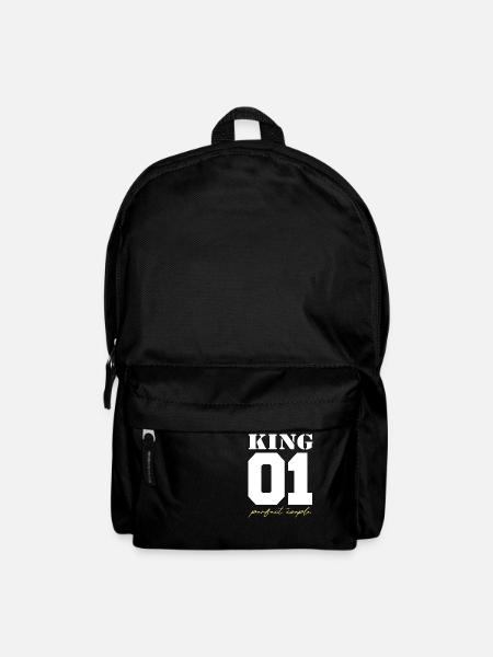 King and Queen King couple white and gold - Backpack - black