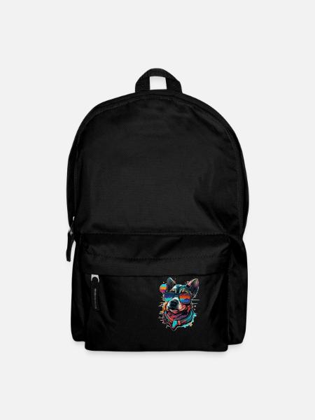 Hipster Bello dog face in bright colors - Backpack - black