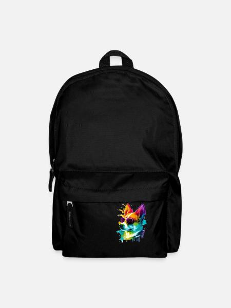 Farbenfroher cooler Corgi Hund mit Sonnenbrille - Rucksack - Schwarz