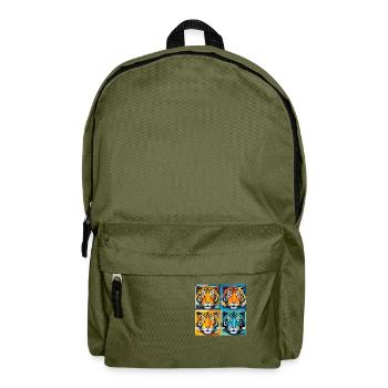 Optical Illusion Tiger: An Op Art and Art Nouveau - Backpack - olive green - Front