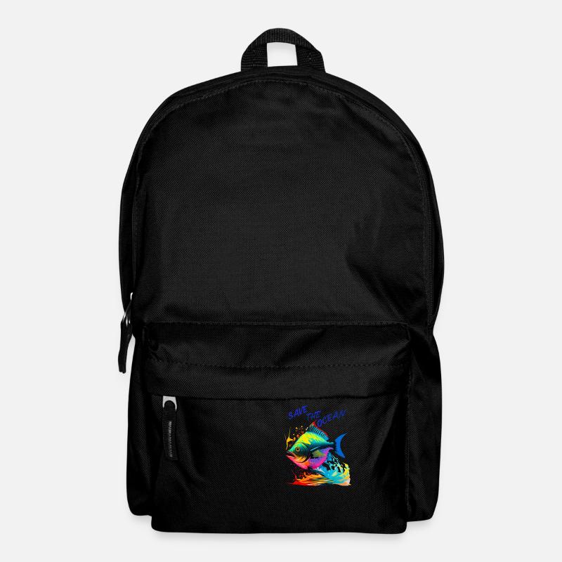 Save the Ocean. Colorful Fish - Backpack - black