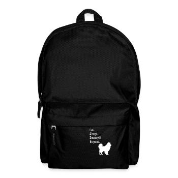 Lustig Essen Schlaf Sammy (Samojede) Wiederholen - Rucksack - Schwarz - Vorne
