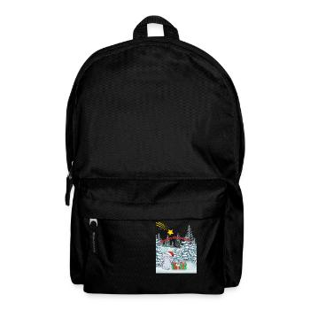 Meowy Christmas - Katze mit Sternschnuppe - Rucksack - Schwarz - Vorne