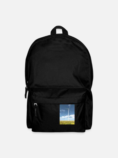 Wind turbines with sunflowers - Backpack - black