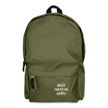 weed makes me happy cannabis marijuana - Backpack - olive green - Front