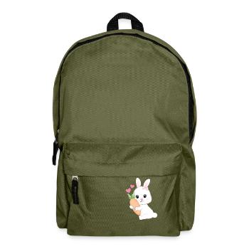 Hase mit Karotte Babykleidung Kinderkleidung - Rucksack - Olivgrün - Vorne